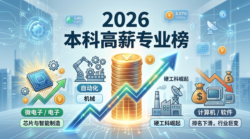 2026本科高薪专业榜：微电子7814元登顶，计算机首次跌出前十